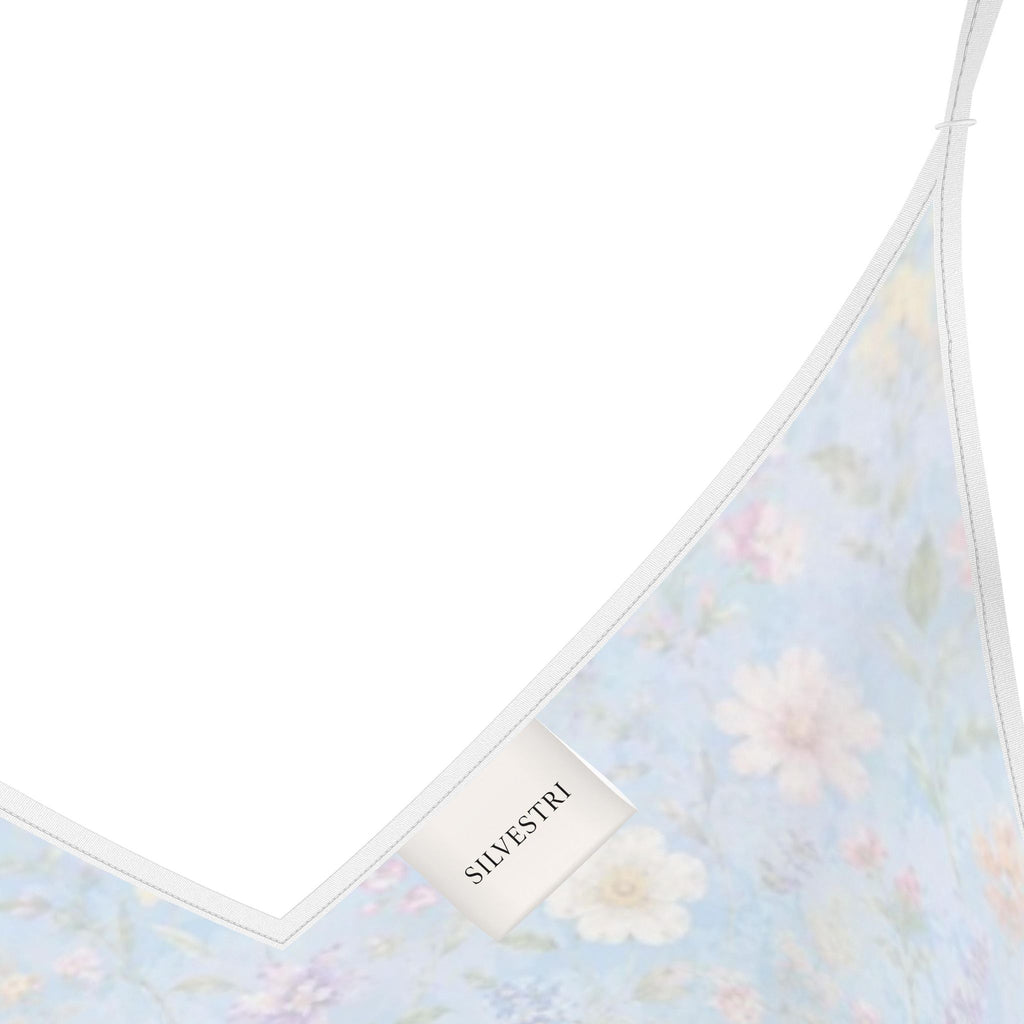 Blue Garden Silk Slip Dress