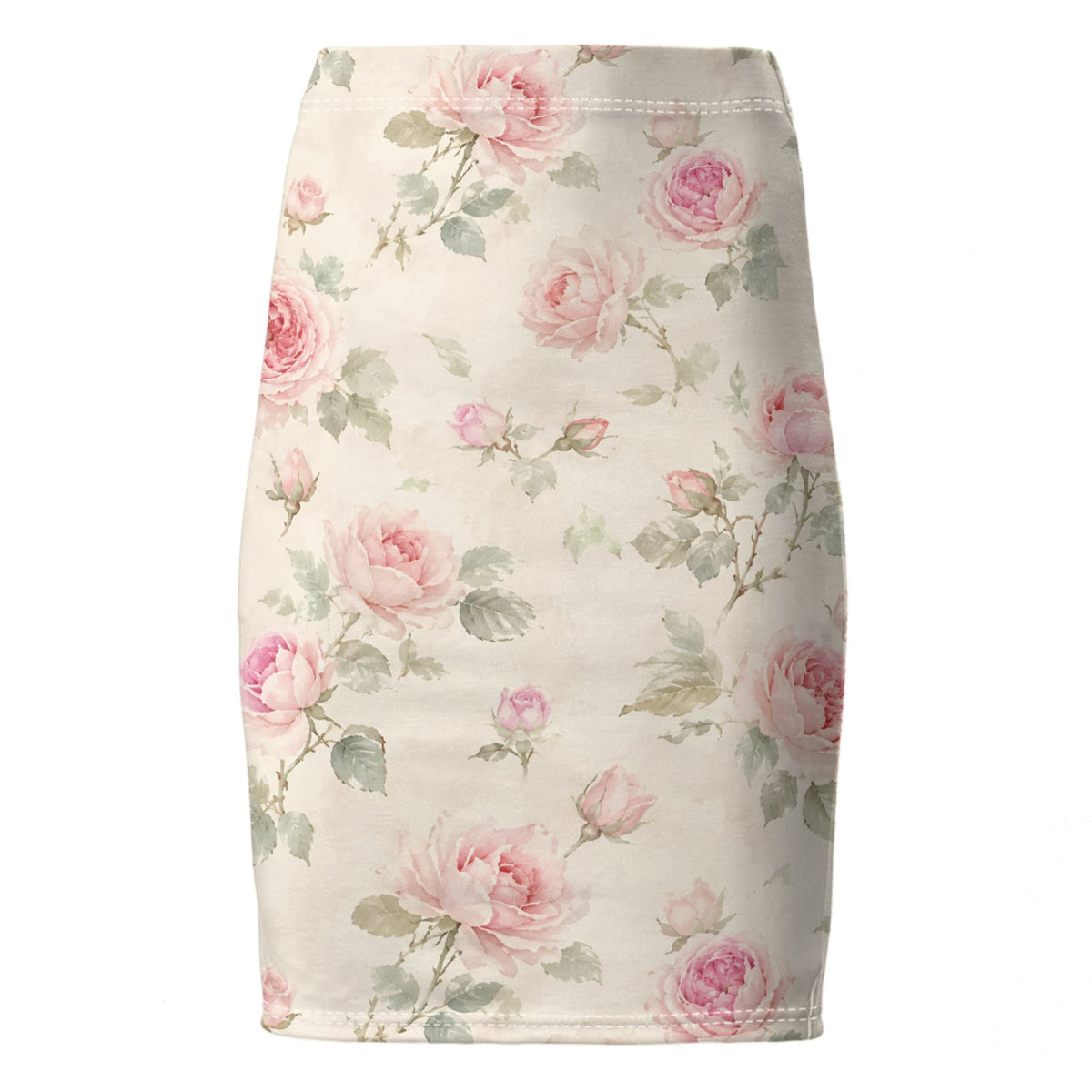 Cream Rose Pencil Skirt