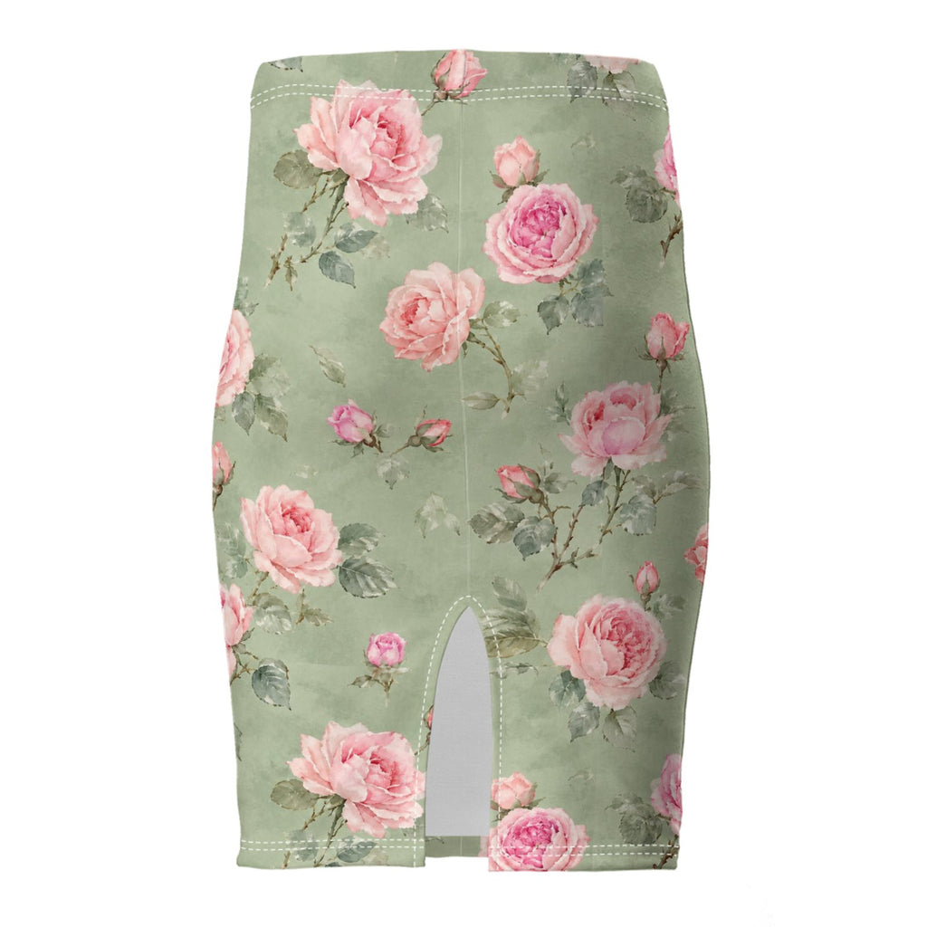 Sage Rose Pencil Skirt
