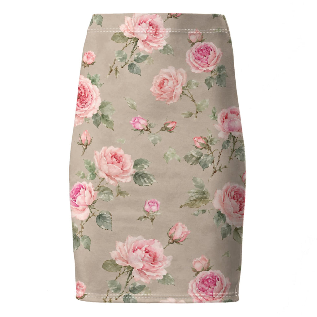 Taupe Rose Pencil Skirt