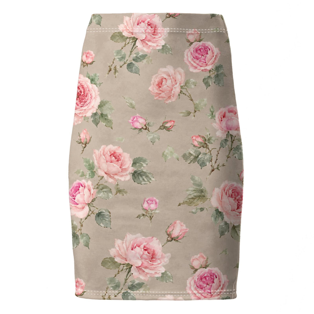 Taupe Rose Pencil Skirt