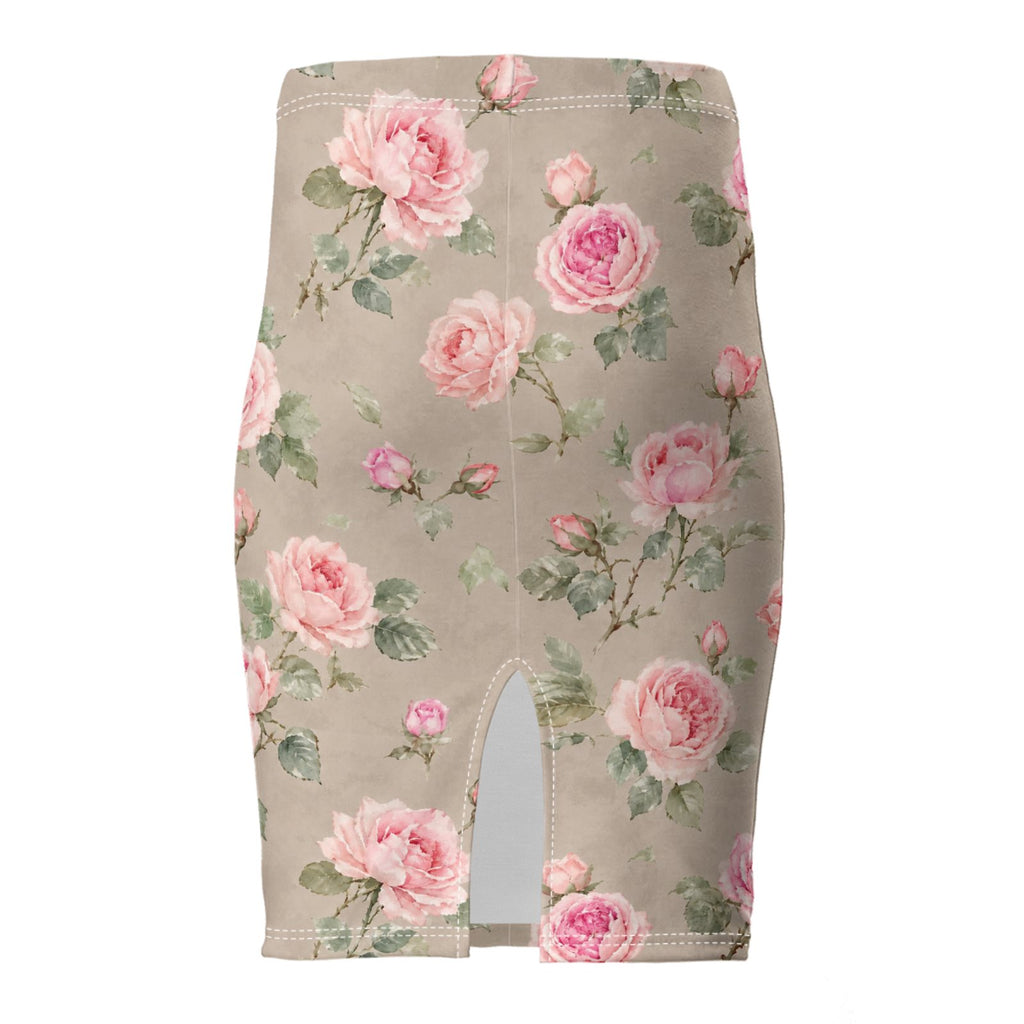 Taupe Rose Pencil Skirt