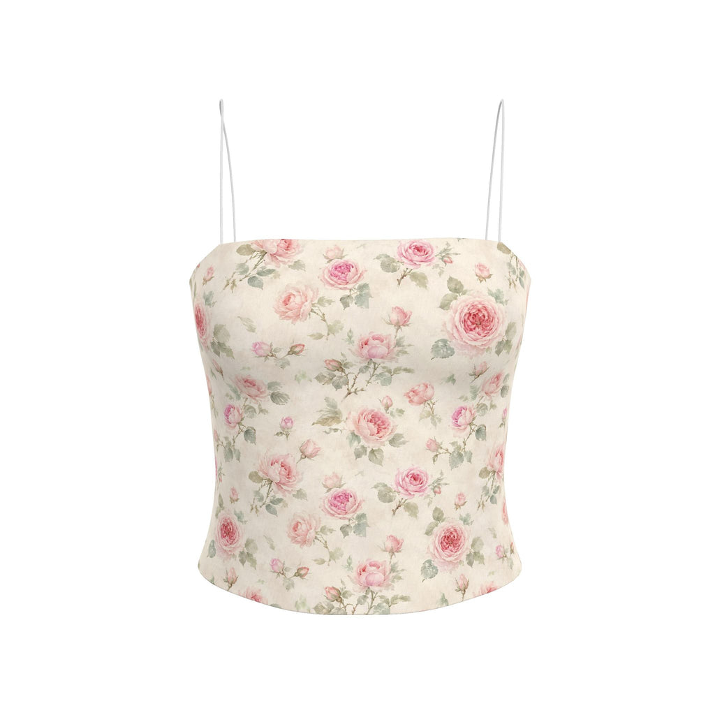 Cream Rose Strappy Top