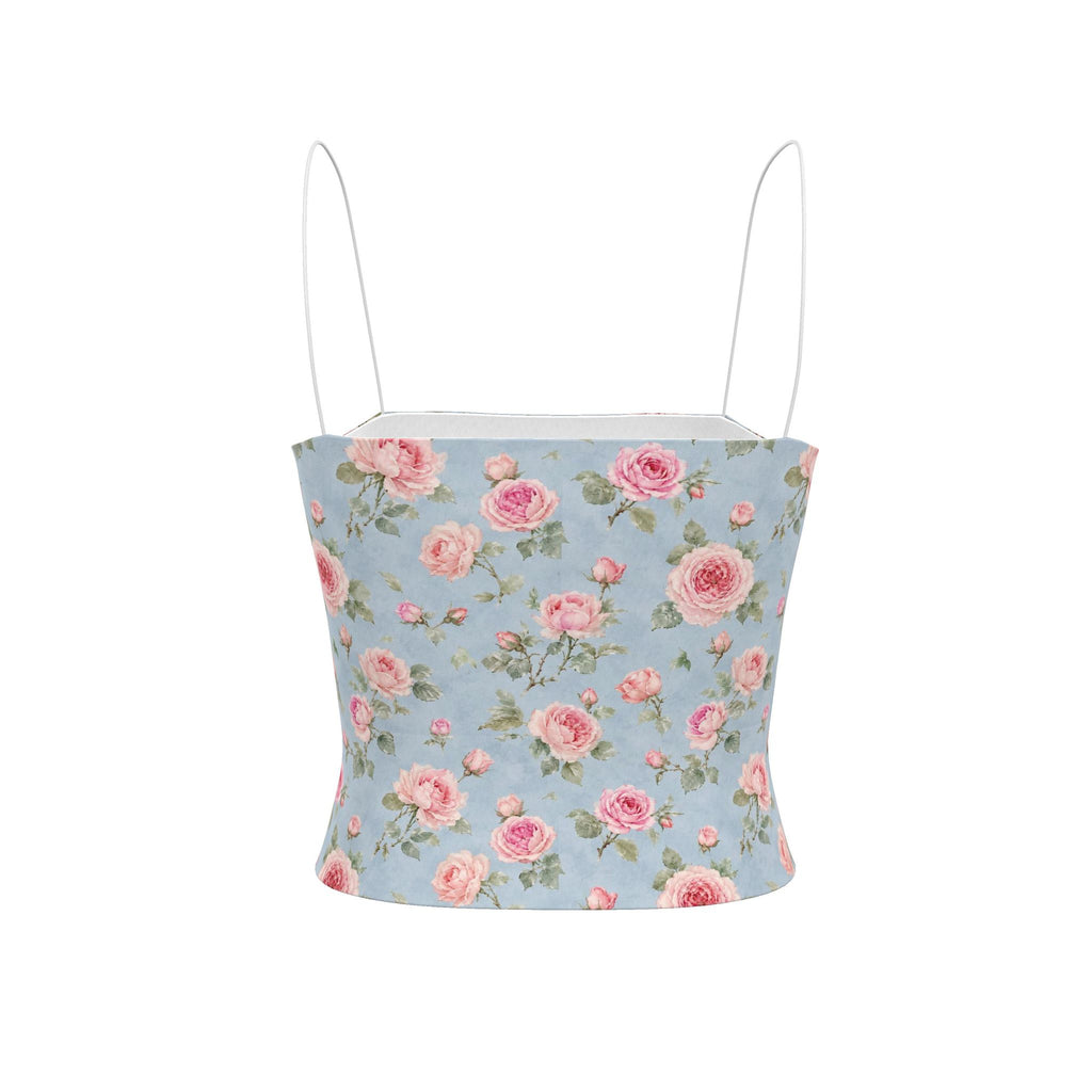 Powder Blue Rose Strappy Top