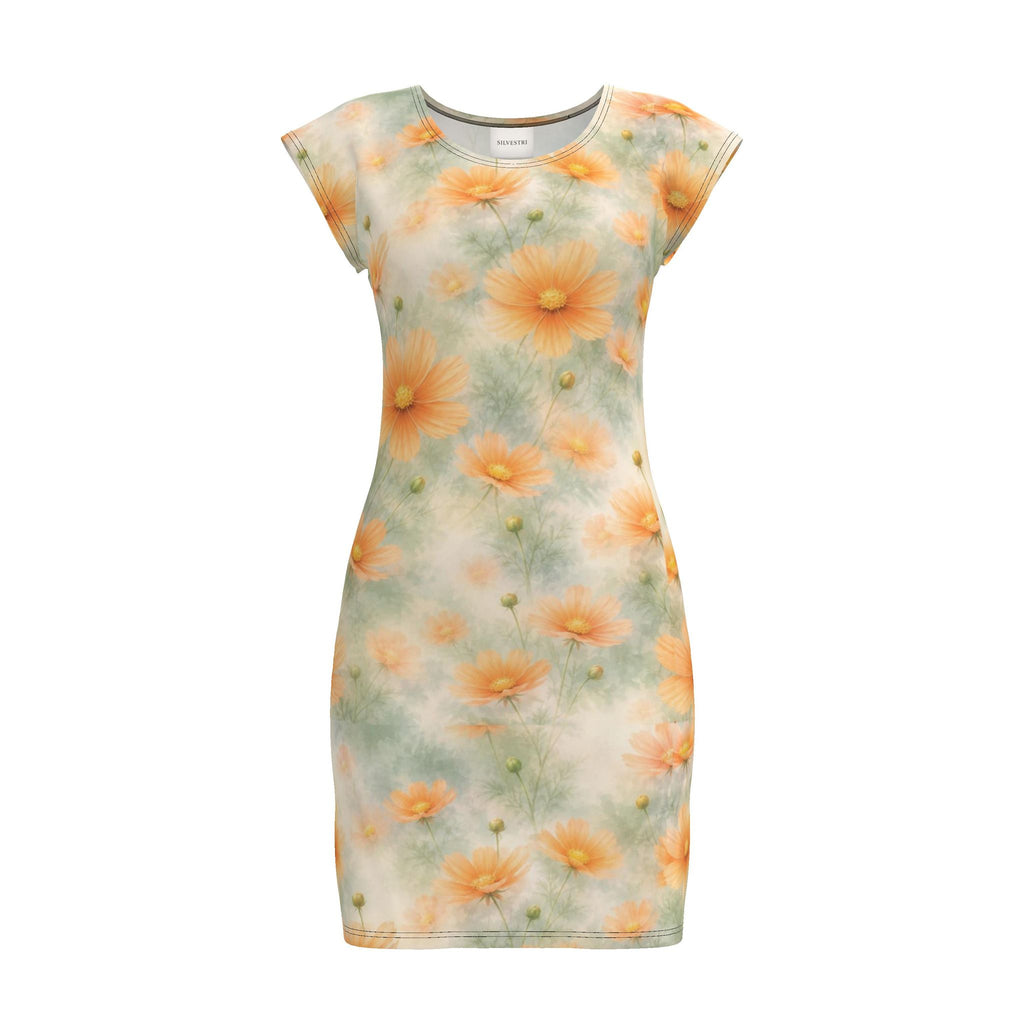 Tangerine Floral Jersey Dress