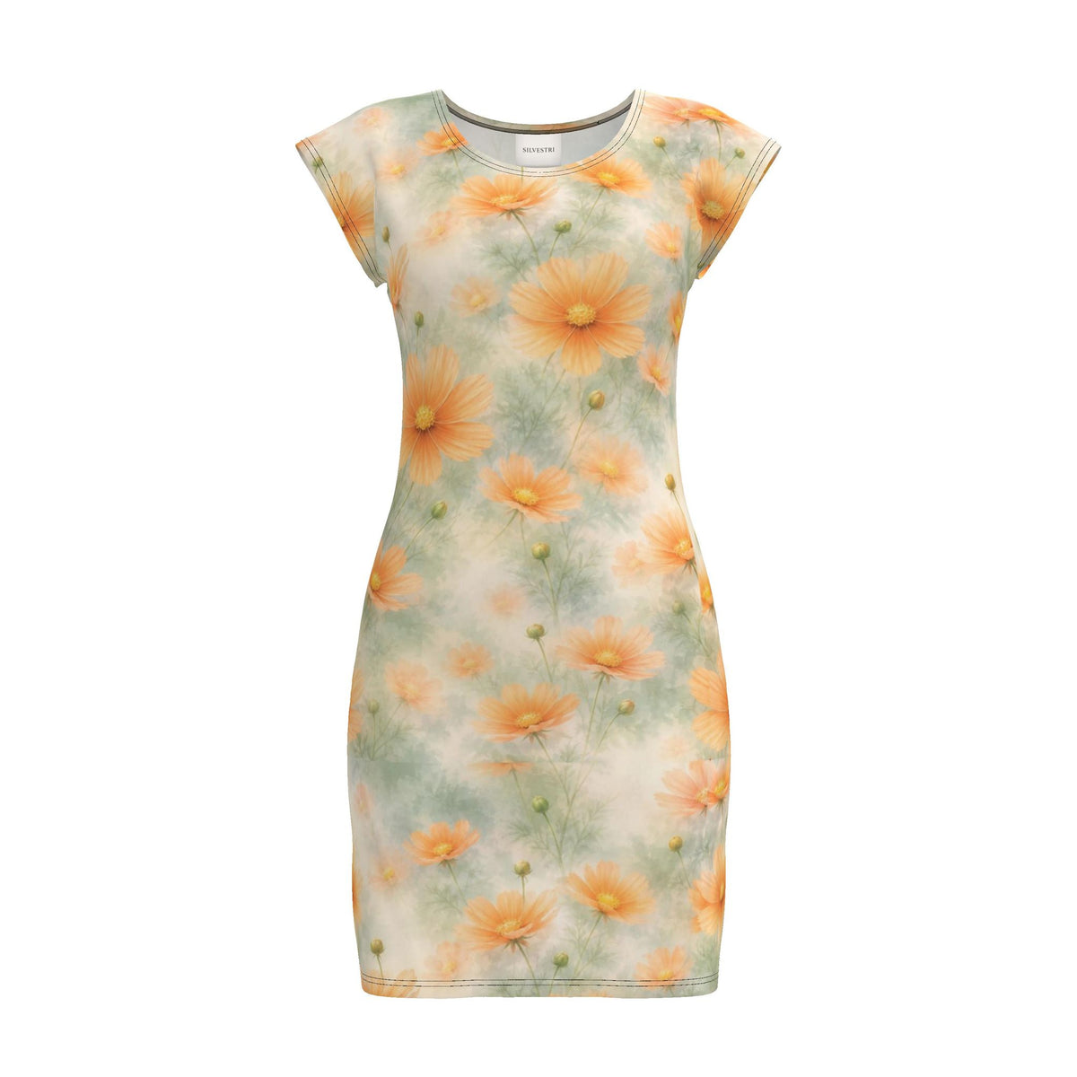 Tangerine Floral Jersey Dress