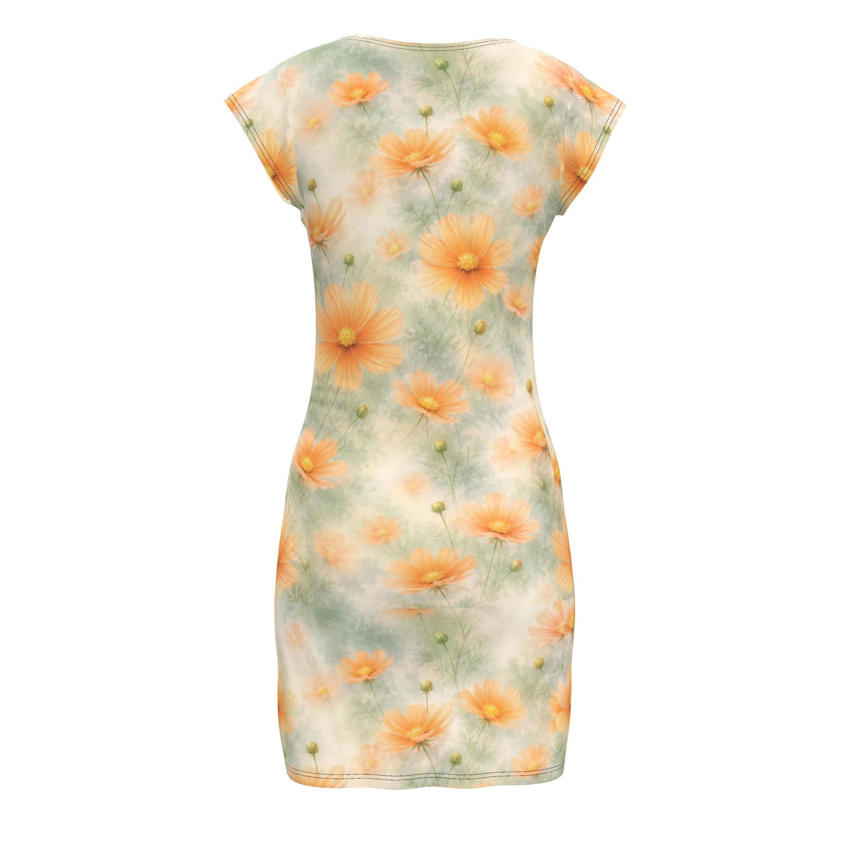 Tangerine Floral Jersey Dress