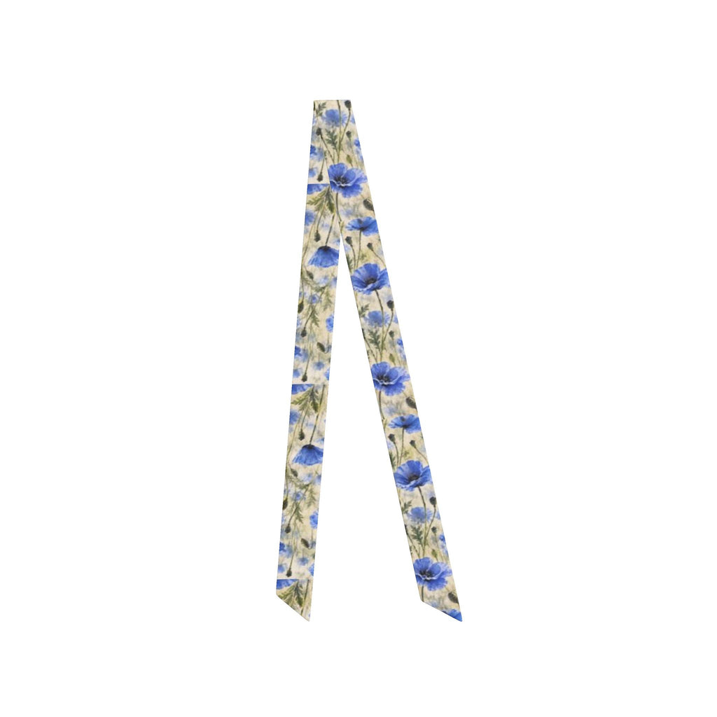 Blue Garden Floral Silk Hair Scarf
