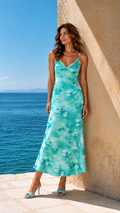 Blue Silk Slip Dress