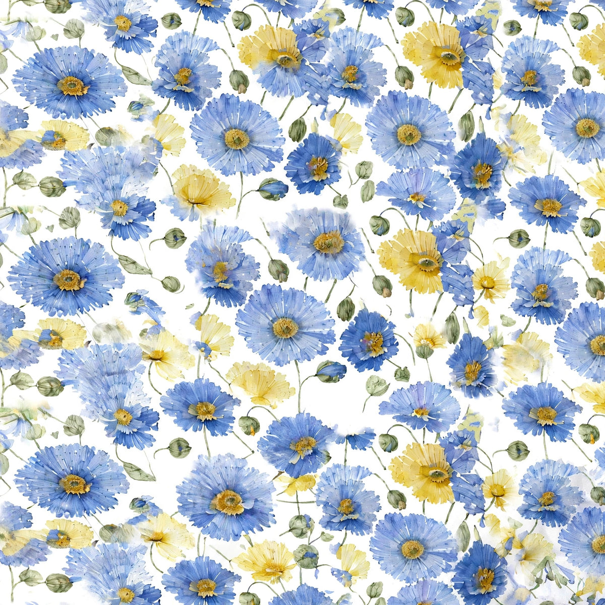 Baby Blue Poppy Silk Hair Scarf