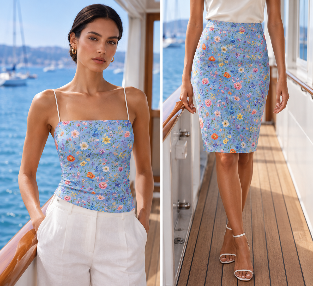 Blue Garden Pencil Skirt